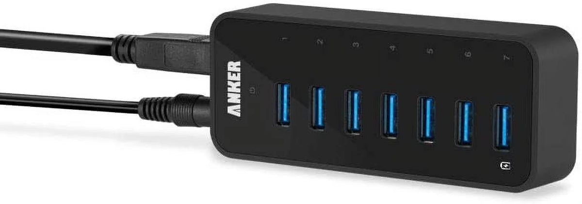 BC Power 7-Port USB Black to [VIA 3A Port with 1.5A, up Adapter 5V Hub VL812-B2 Anker 1 Charging Chipset] 3.0 Included 1.2 12V