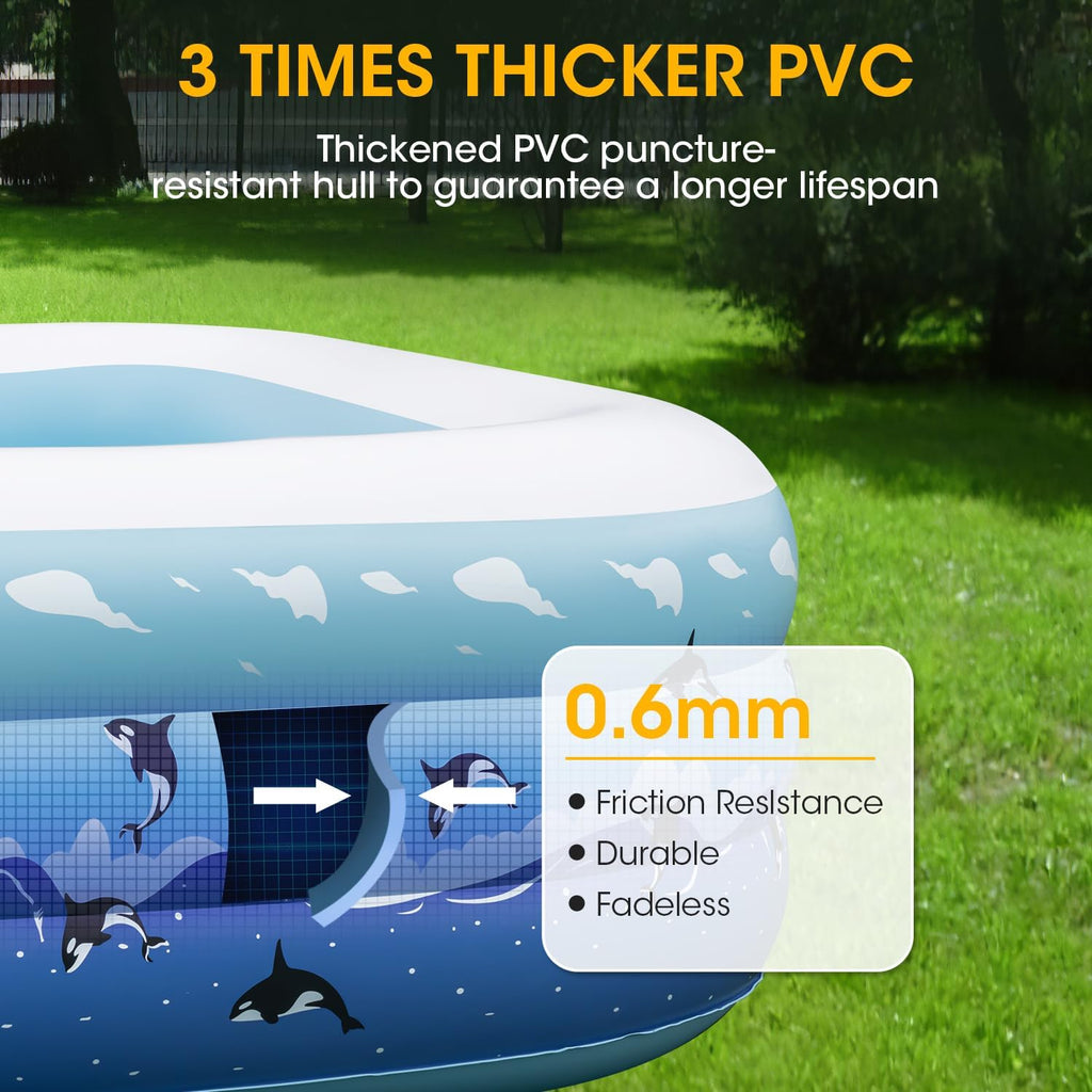 130"x72"x22" Pump, Extra Backyard Inflatable Adults, Family Blow Pool Inflatable Large for Garden Swimming Home Thickened Up Outdoor Pool Full-Sized for Lawn Ground Swimming Above Pools with Indoor