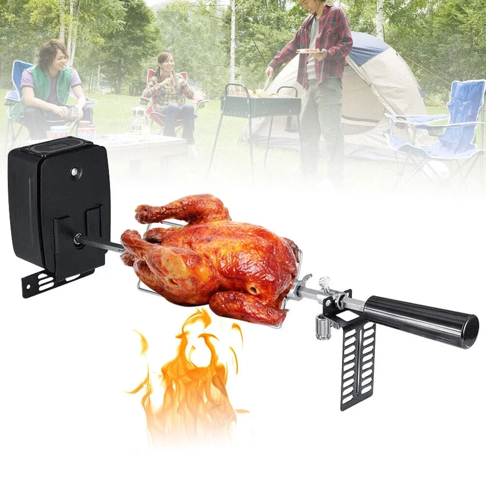 Grill Roaster Spit BBQ Barbecue Steel Motor Rotisserie Outdoor Rod Kit Stainless Electric
