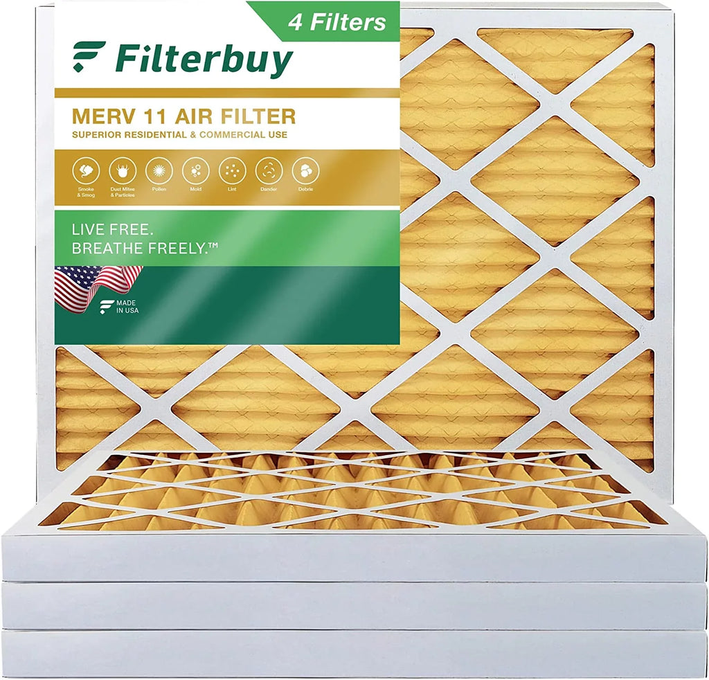 MERV Filterbuy Air Filters HVAC Pleated (4-Pack) 11 AC Furnace 10x16x2