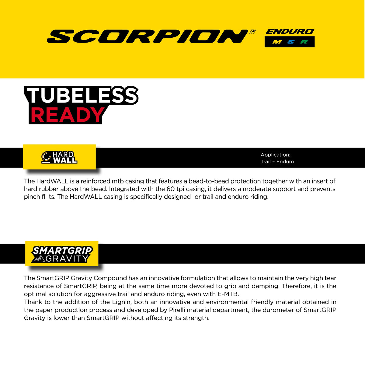for 23/32-622 MTB Clincher Pirelli Scorpion Enduro HardWall less 29" Grip x TLR, Tire S Enduro Ready + Unmatched and 2.4 Mountain Reliability Classic Bicycle Riding, Extreme Enduro Casing SmarTUBE