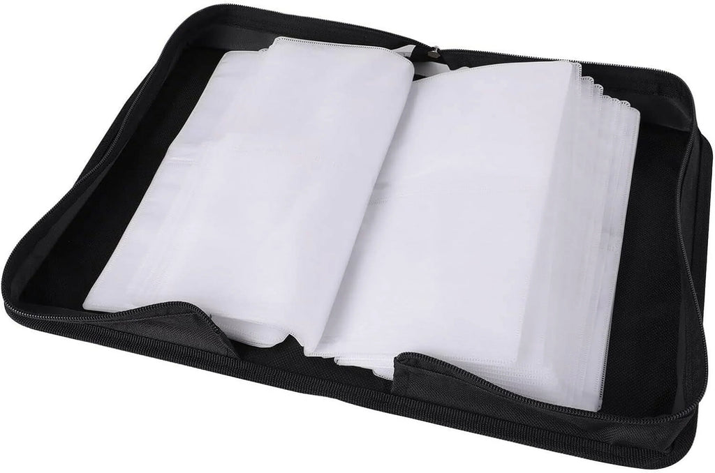 Organizer Storage Storage Bag Case Binder PU Zippers, Disc Case Leather With / / Portable Home, For Office,Travel, Holder Wallet, Capacity Car 80