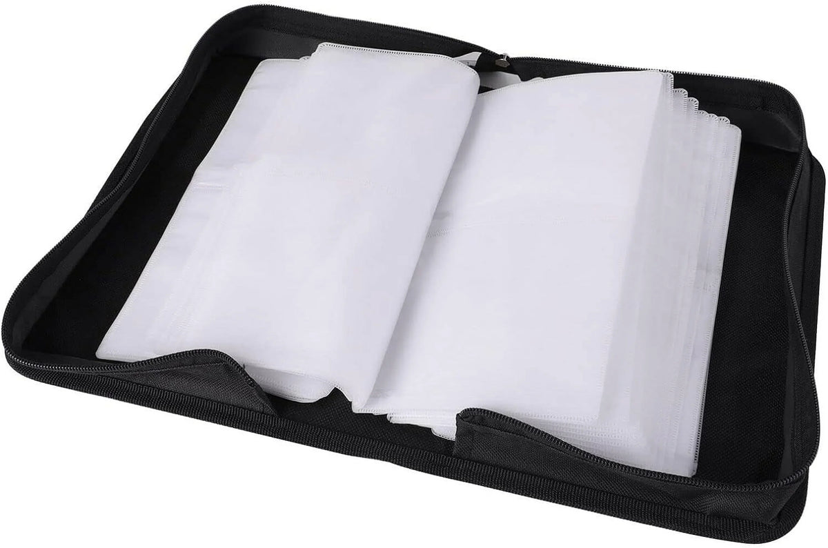 Organizer Storage Storage Bag Case Binder PU Zippers, Disc Case Leather With / / Portable Home, For Office,Travel, Holder Wallet, Capacity Car 80