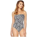 (10-Medium) Swimsuit One Piece Black/White Gottex Bandeau Women's