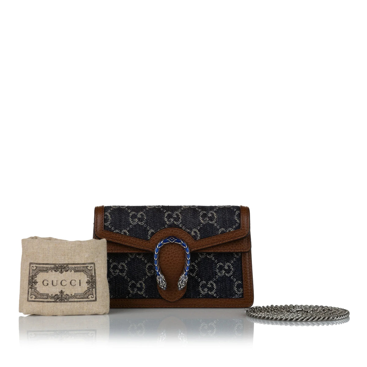 Pre-Owned Bag Mini Women Fabric Crossbody Authenticated GG Dionysus Denim Gucci Blue Super