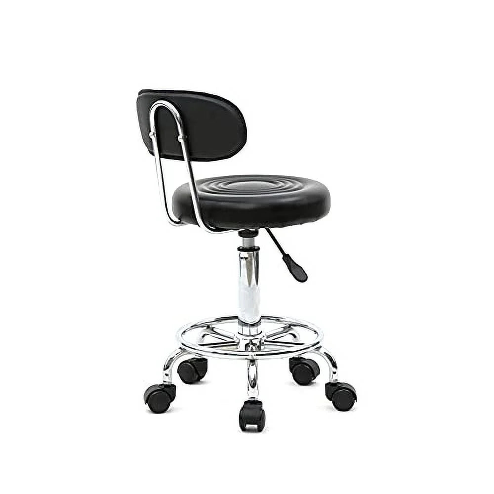 White Perfect Stool and Wheels with Adjustable for Back Office Beauty Massage Chair, Studio, Cushion Dental Swivel Tattoo Multi-Purpose Salon Rolling Spa Clinic Salon Art Stool Goujxcy