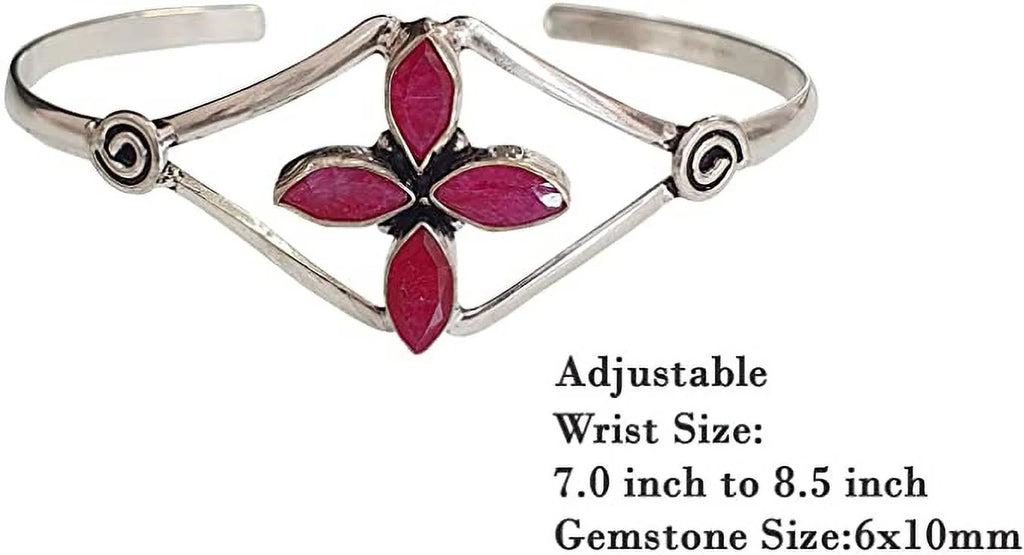 Bracelet, Bohemian Modern Boho Tribal Designer Party Fashion Design Natural Women, Gemstone Cuff Red Jewelry for Silver Ruby Bracelet Plated Handmade