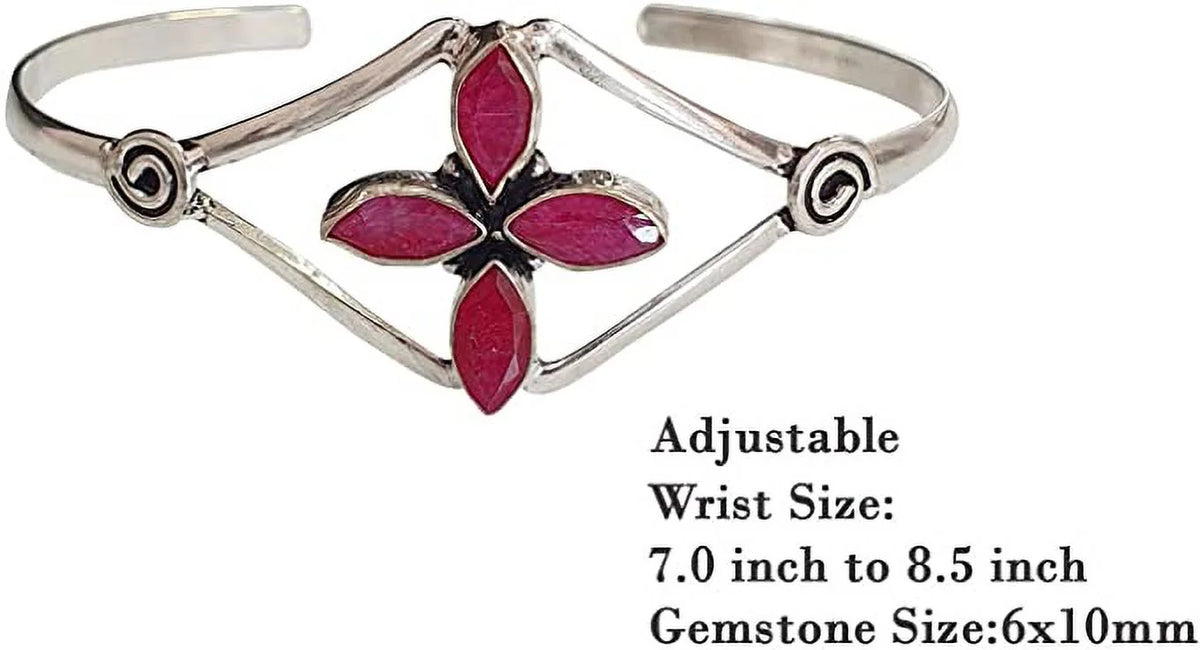Bracelet, Bohemian Modern Boho Tribal Designer Party Fashion Design Natural Women, Gemstone Cuff Red Jewelry for Silver Ruby Bracelet Plated Handmade