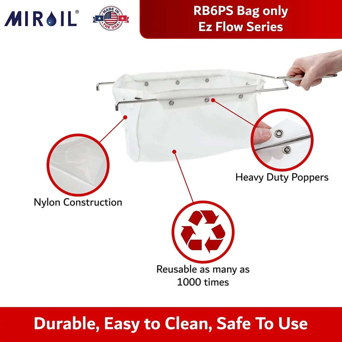 Bag" Flow Filter EZ RB6PS/12852 Miroil Snap On"