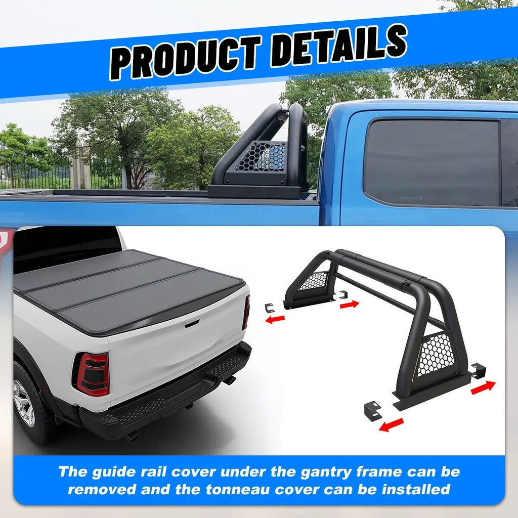 Fit Truck Roll Adjustable Ford For 2019-2023 Sport Chase 62.9-74.7" Ranger Rack Bed Bar Bar