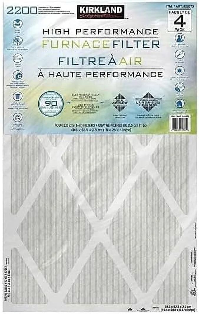 4 - Filter, Airflow Technology Microparticle (16X25x1) PACK 90 Performance 2200 Day Dual - Reduction High - Furnace Allergen Performance