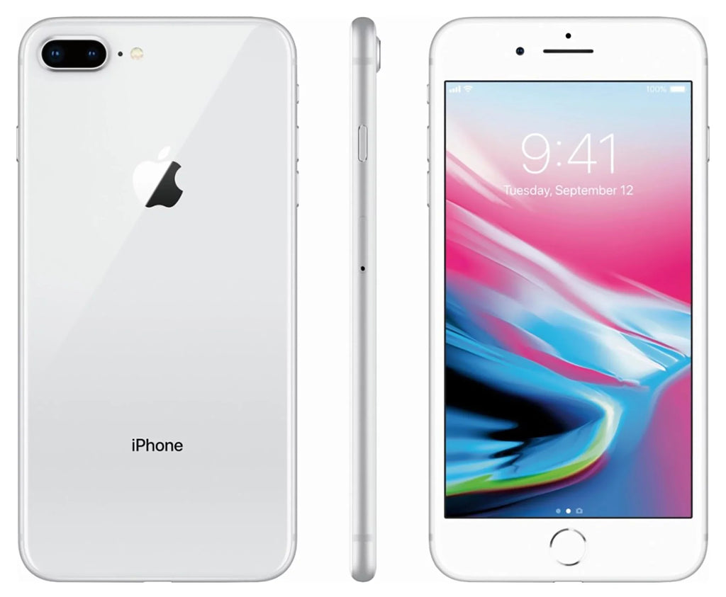 '- Unlocked GSM iPhone Good - Camera Phone Silver 12MP Dual w/ Condition) Plus (Used 64GB 8 Apple