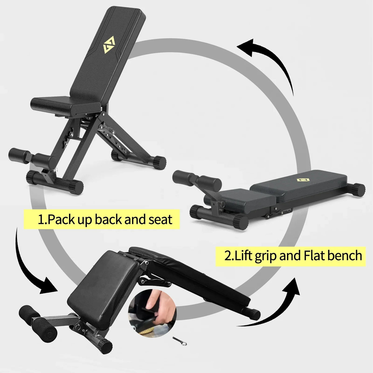 Foldable Full Body Training Bench, Bench Pounds Home Adjustable Strength Weight for Gym Benches Workout, for Set 880 Incline Capacity