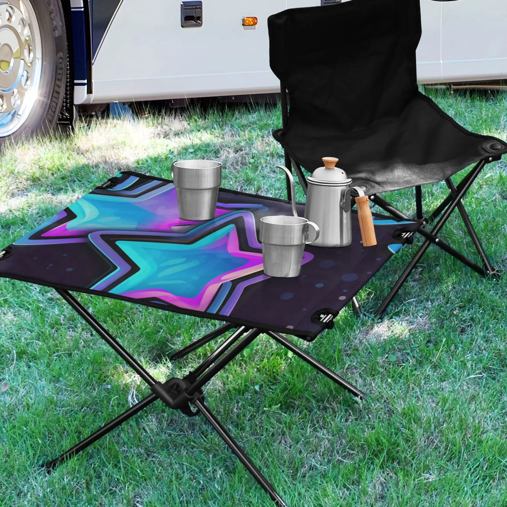 Folding Table Storage for Fishing Outdoor BBQ Bag Shiny Picnic Table Beach Star Compact Travel Camping Table Portable with