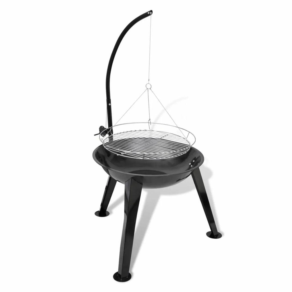 Charcoal Stand Plate 28.3 H) Barbecue 48.4 Grill Round Garden, Picnic, Inches Grilling, Hanging Stand Smoking, x Party, (Diameter with for Steel Dcenta BBQ x Camping Hiking, Cooking, Patio