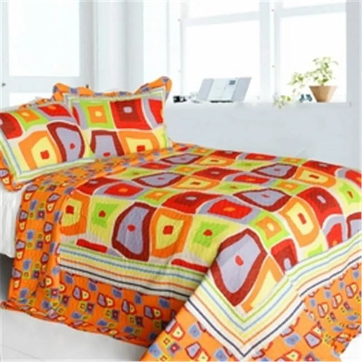 Full Quilt Vermicelli-Quilted - Printed Cotton - d 3 Size Bedding Blancho Set Orange Queen Fly Pieces Sparks &