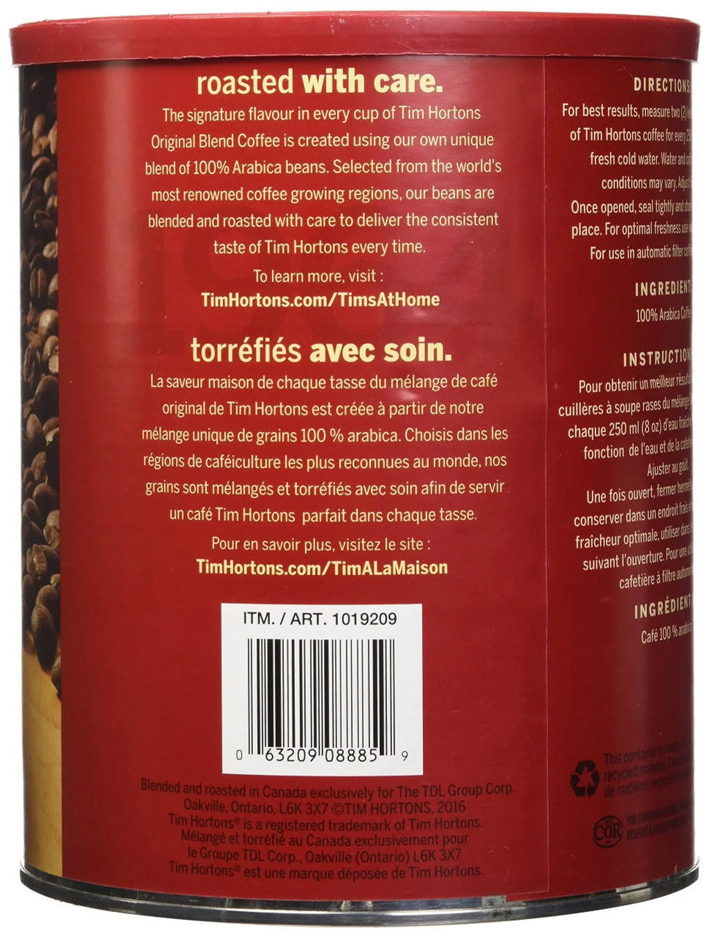 Hortons from Medium Coffee, Canada} Blend,1.36kg/ Original Large Tim 100% {Imported Fine Grind Roast 48oz., Arabica Extra