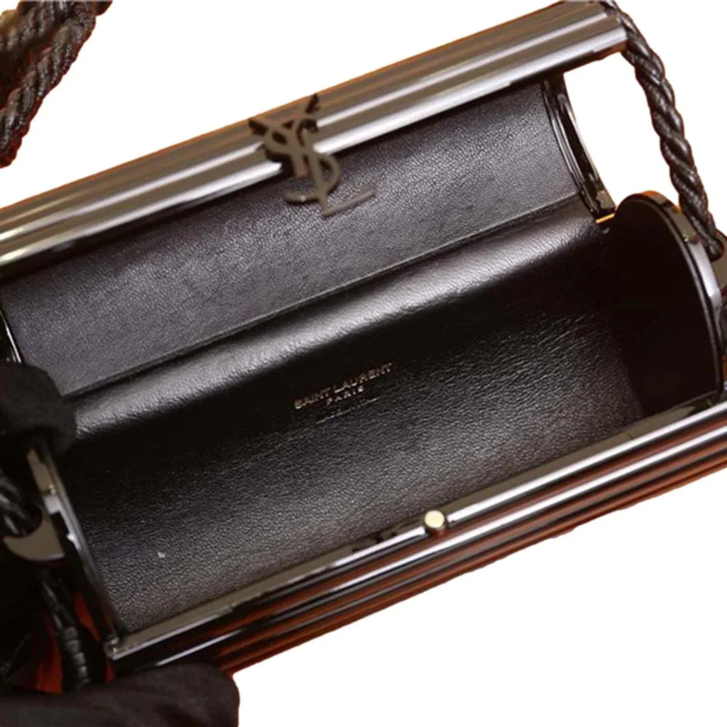 Black Laurent Saint Plexiglass Opium Minaudiere Bag 5173900 Box