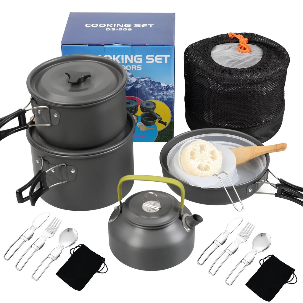 and Mess Kit Non Pan Pot Cookware Backpacking Cooking Set Kettle and Anself Camping Stick with for