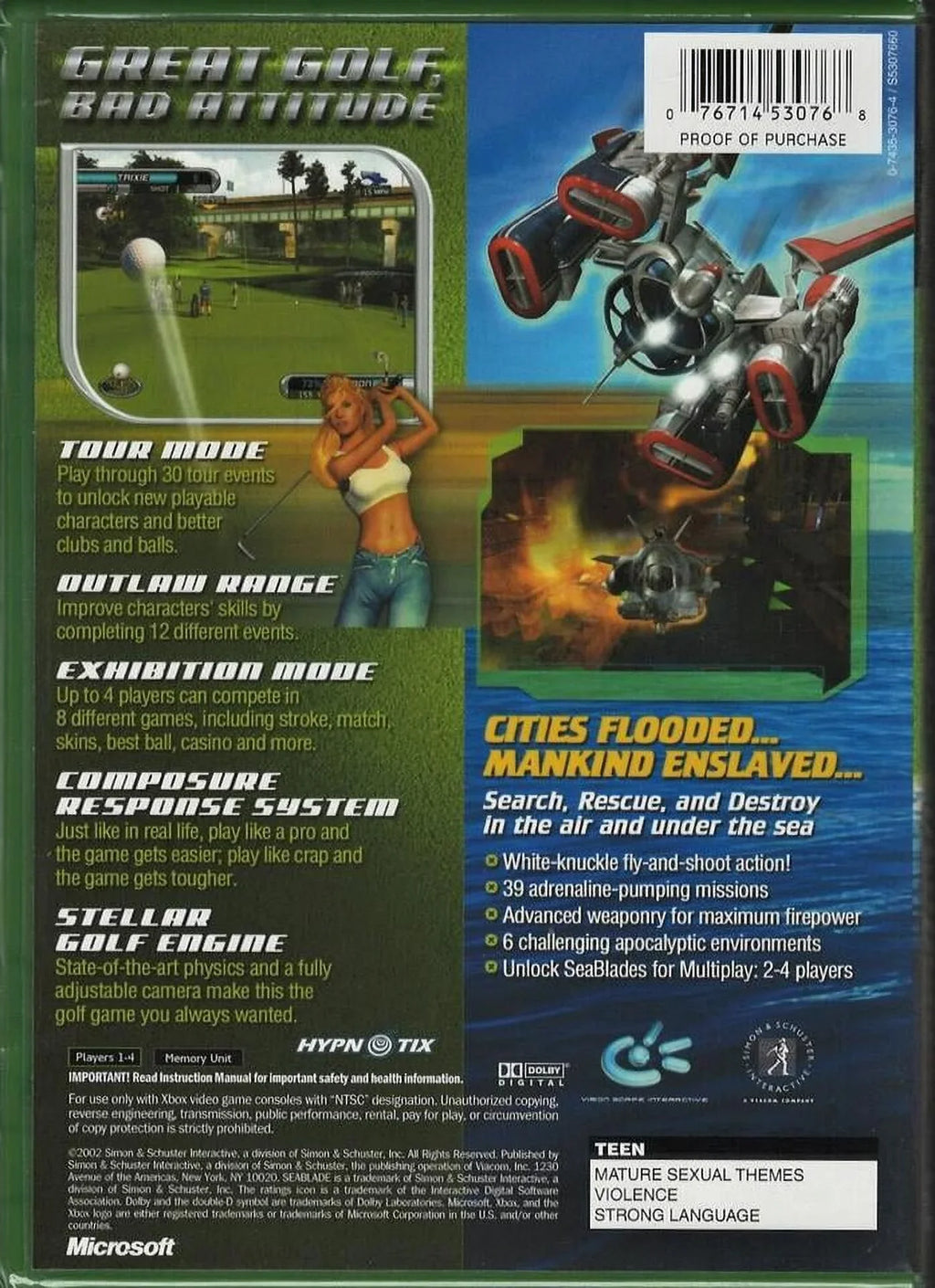 Xbox Golf 2-In-1 / Seablade Sealed US New (Brand Version) Factory Outlaw