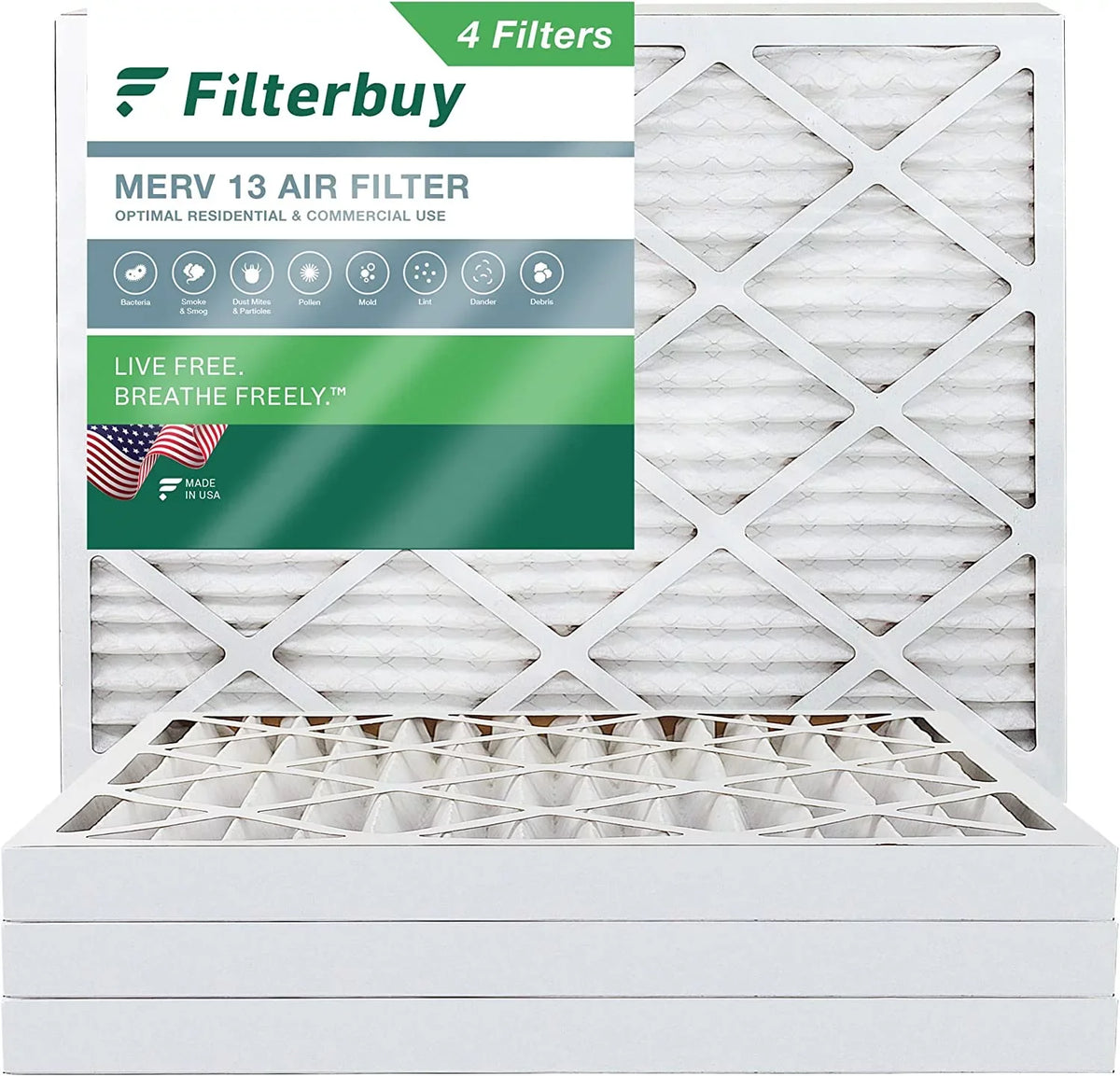 Filters Air HVAC (4-Pack) MERV 16x18x2 13 AC Filterbuy Pleated Furnace