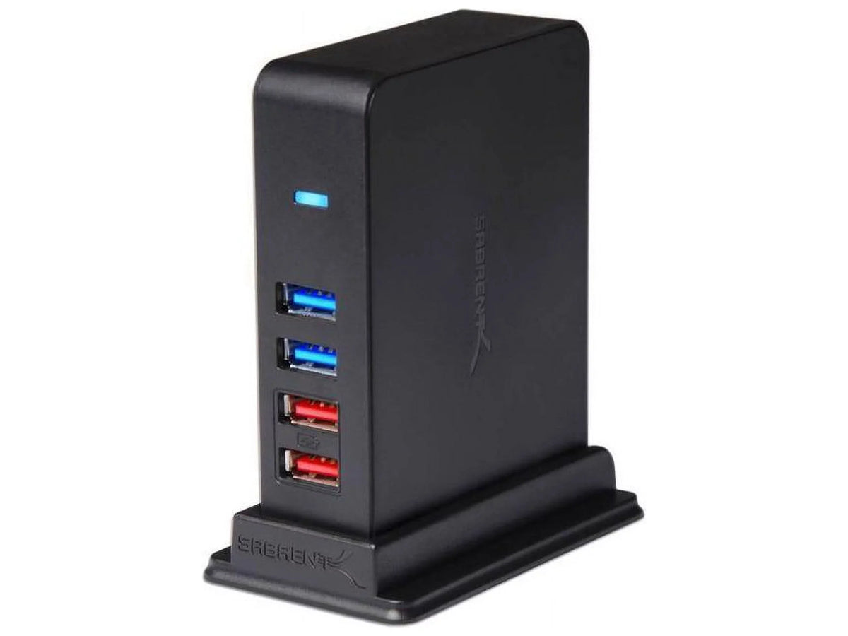 [Black] 12V/4A 7 with (HB-U930) SABRENT 3.0 Charging HUB 2 USB Ports Port + Adapter Power