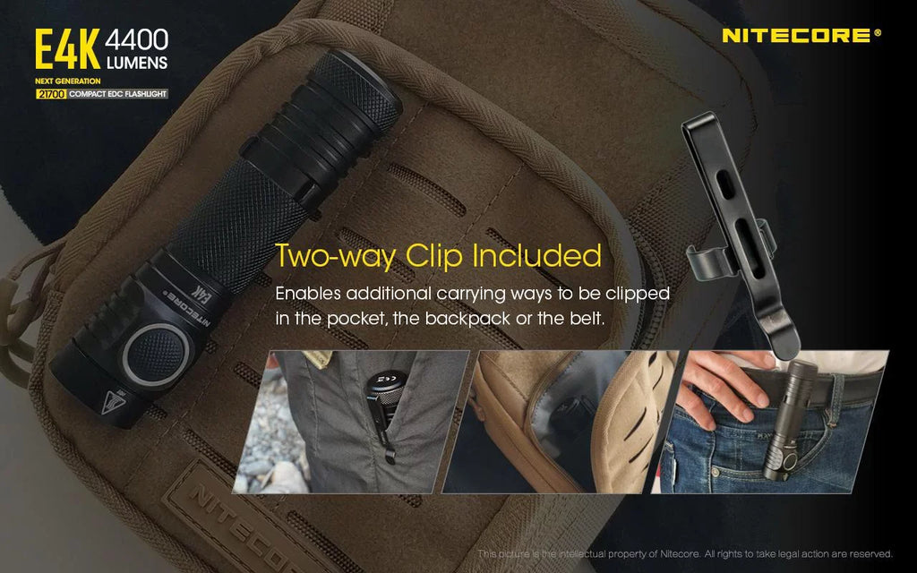 Li-ion generation V6 Battery FREE - Battery 21700 Rechargeable Next 4x Eco-Sensa Lumens 4400 CREE 1x Compact EDC Flashlight and XP-L2 w/ - NITECORE NITECORE Case E4K 21700