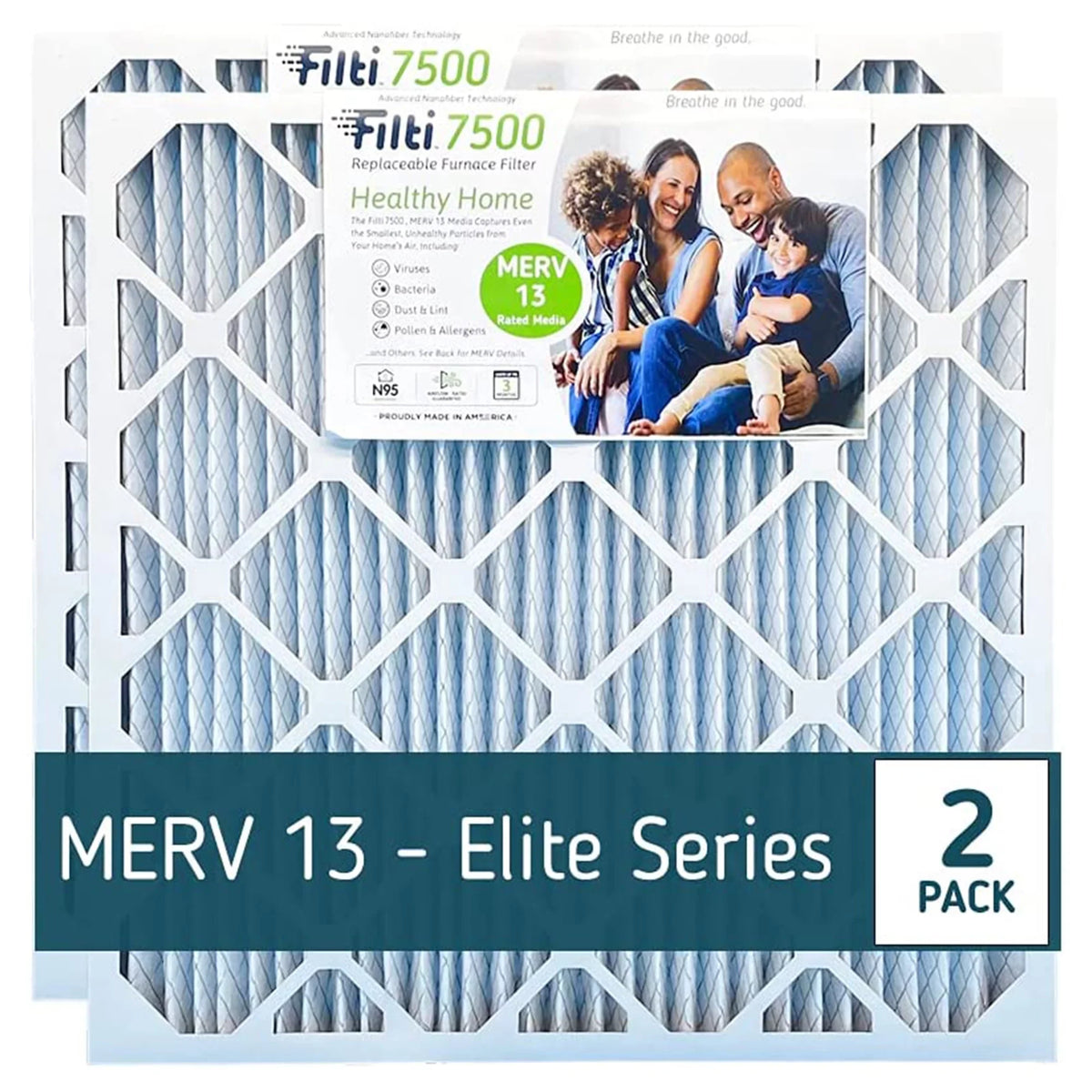MERV Home 20x2x25in Pack) 13 Furnace Air Filti (4 7500 HVAC Pleated Filter