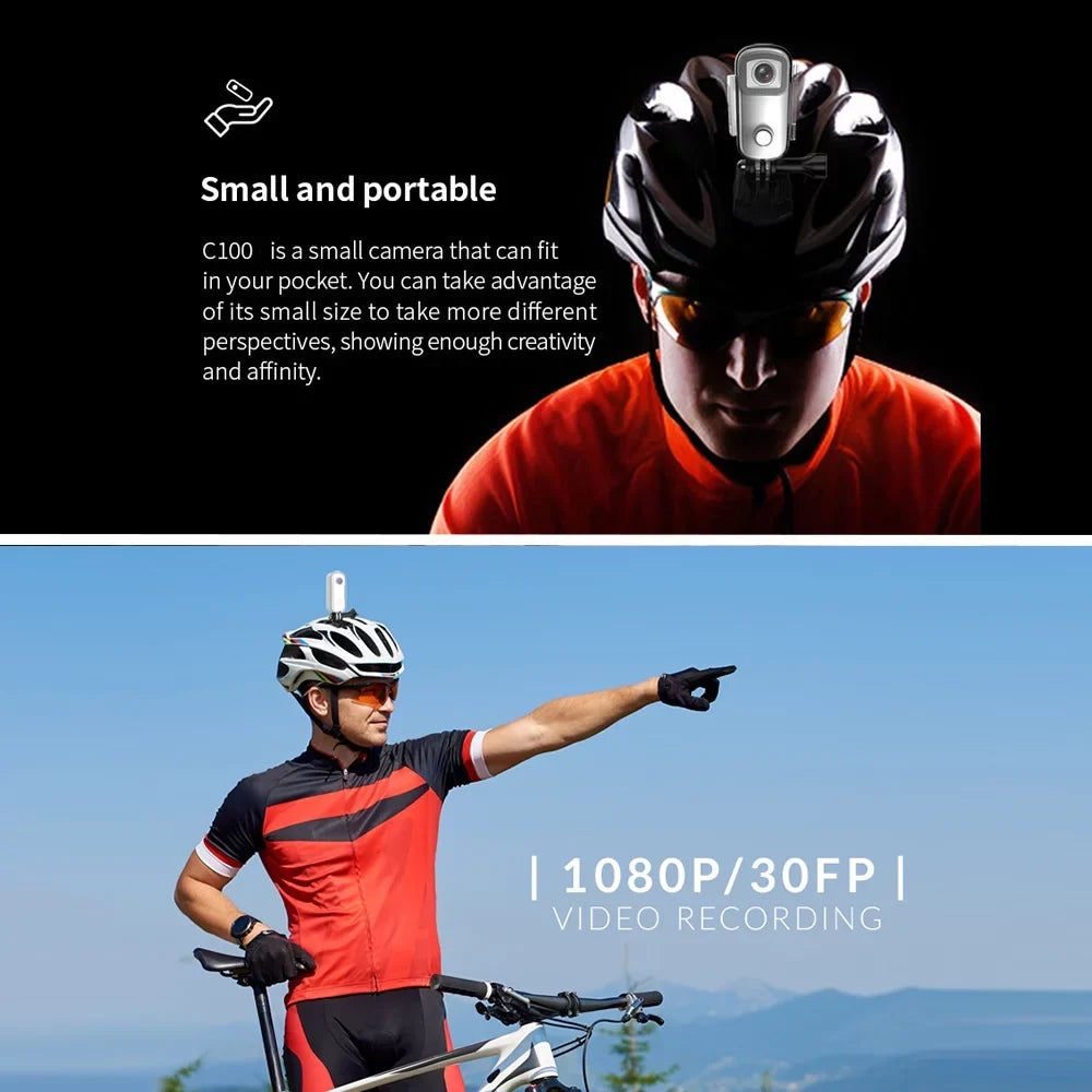 Connection Built-in Body Sharing C100 Digital with Clip APP WiFi Liquidproof Back SJCAM Magnetic Action Case 30M Video Battery 1080P30fps Liquidproof Lanyard