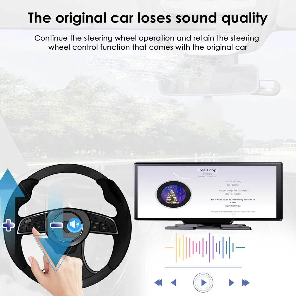 T91 Wireless Resolution, IPS Screen Bluetooth - WiFi 10.26'' Connected, Dash Dual Touch Lens, 2K KingFurt Screen, Enabled Cam