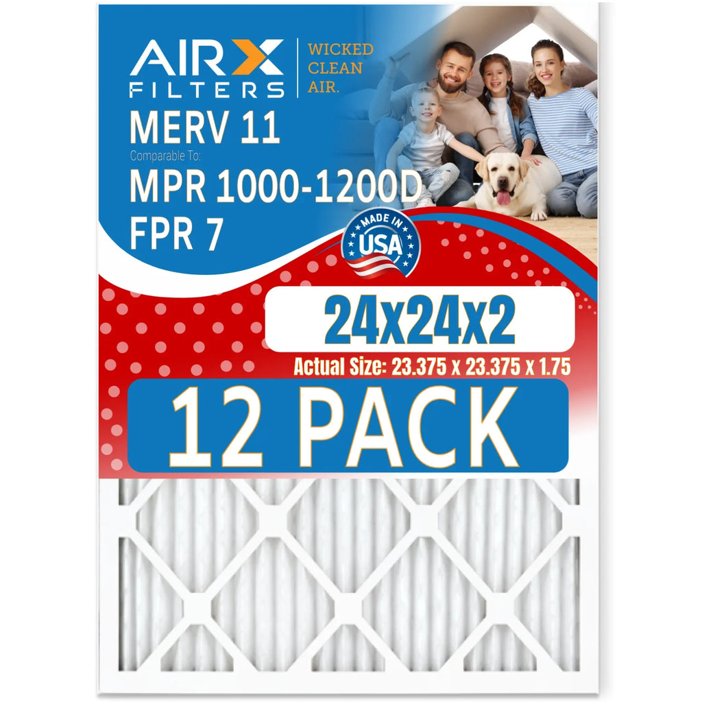 Filters FPR in & AIRX 12 - CLEAN MPR 1000, USA MERV of 24x24x2 Made Pack Rating, 11 Filter Comparable MPR WICKED 1200 Air FILTERS by 7 AIR. to Furnace