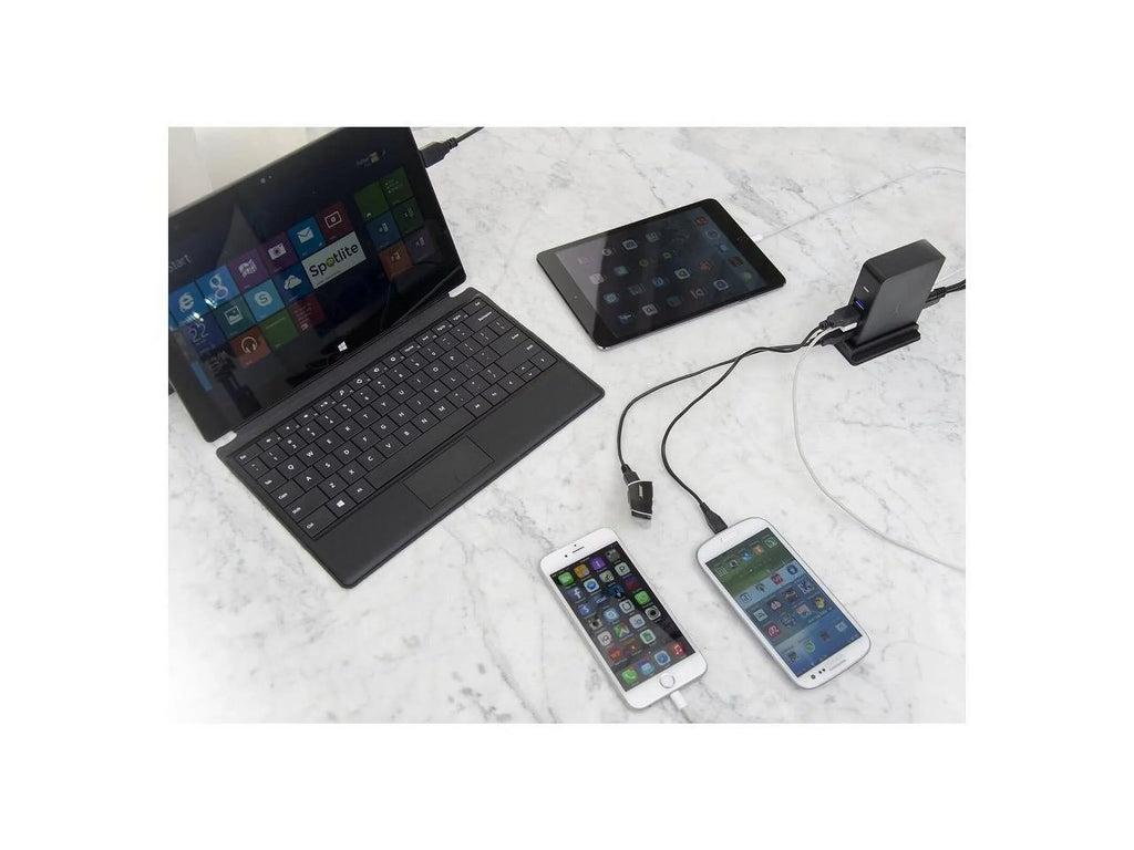 [Black] 12V/4A 7 with (HB-U930) SABRENT 3.0 Charging HUB 2 USB Ports Port + Adapter Power