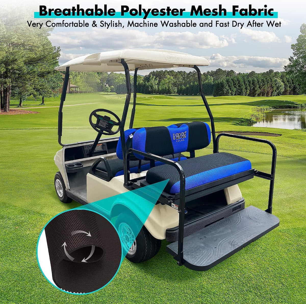 Club 10L0L Blue EZGO & Golf RXV 2000-up Front Cart for Black Rear DS Car Cover Seat Set TXT