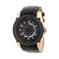 Heritor Semi-Skeleton Gold Mens Black Automatic Leather HERHR7406 & - Watch Rose Band Daniels