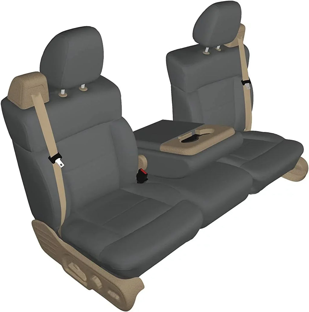 Cab with Center Gray Adjustable Split 40/20/40 Opening F369 Console F150 XLT 2004-2008 Super Twill in Headrests, Ford Front Seat