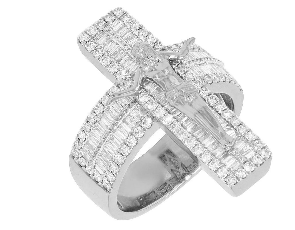 Cross' S10 Ring on 'Jesus Gold Diamond 1.86 CT Baguette Pinky