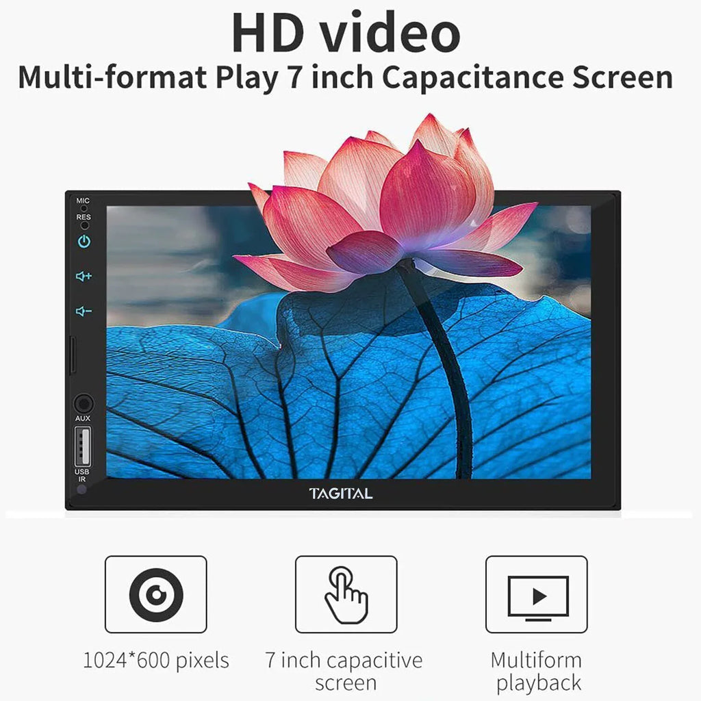 Din 7 Car MP5 Apple Double Tagital Mirror Touch Screen &Android Auto, Player, Backup Inch Bluetooth, Link LCD HD Camera, Stereo Carplay with