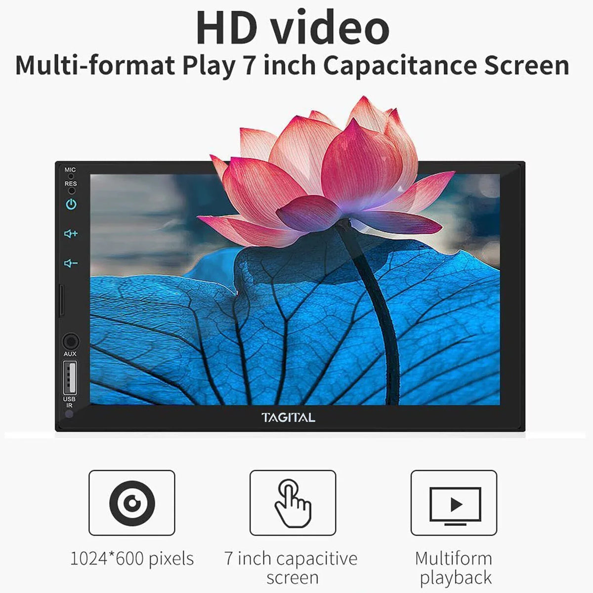 Din 7 Car MP5 Apple Double Tagital Mirror Touch Screen &Android Auto, Player, Backup Inch Bluetooth, Link LCD HD Camera, Stereo Carplay with