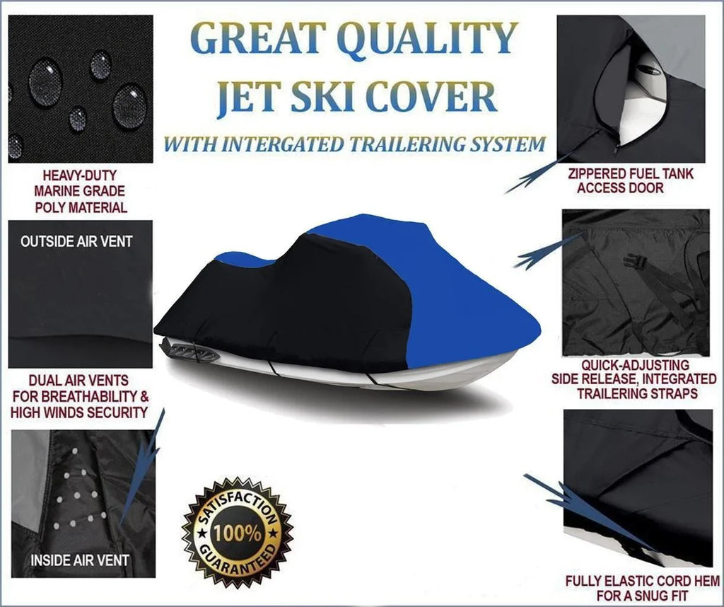 for Doo 600 Cover Sea-Doo / 2020 JetSki PWC 2021 Deluxe Cover 230 BLUE GTX DENIER Compatible BLACK HEAVY-DUTY, Sea Jet 2018 2019 2022 Ski