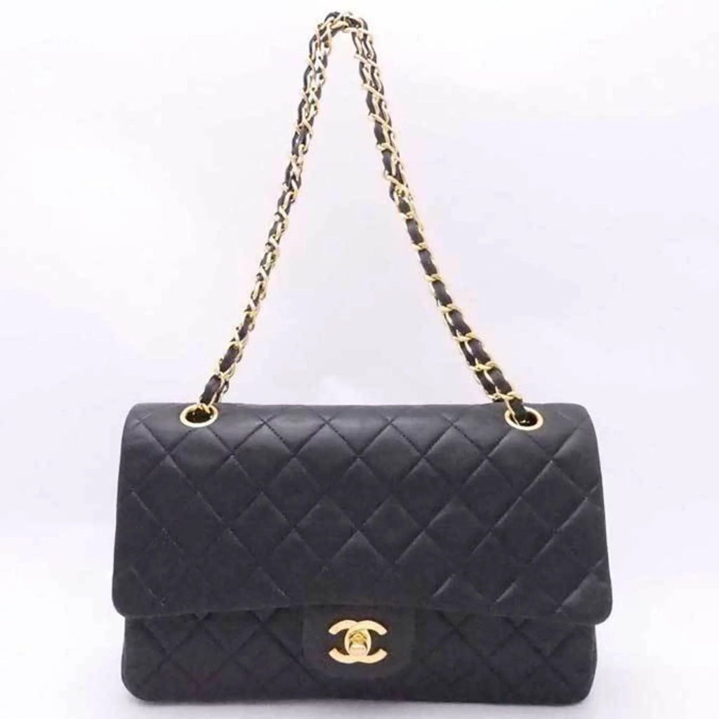 double flap (Good) matelasse Chanel shoulder gold bag ladies Pre-Owned black CHANEL leather