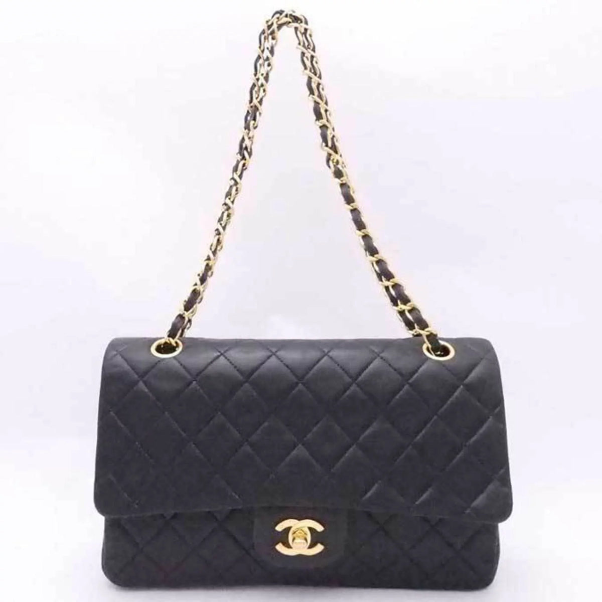 double flap (Good) matelasse Chanel shoulder gold bag ladies Pre-Owned black CHANEL leather