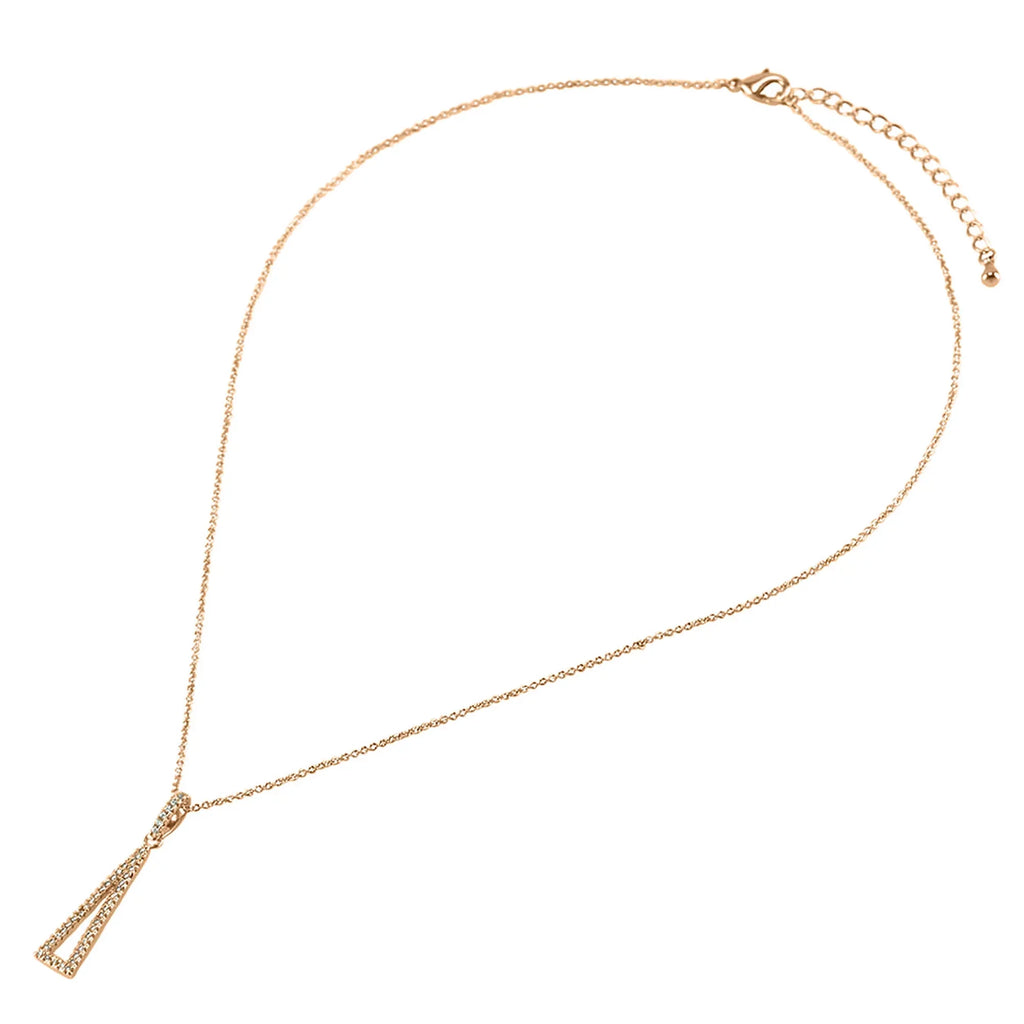 Plated Necklace Pendant Triangle Teens Box Zirconia Cubic Blue Rose Drop Boutique Inc Women, Gold for
