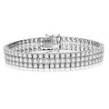 Diamonds Brilliant in by Rows Prong with Sterling Bracelet of Designer Diamond Essence Set Silver Round Artificial set Three