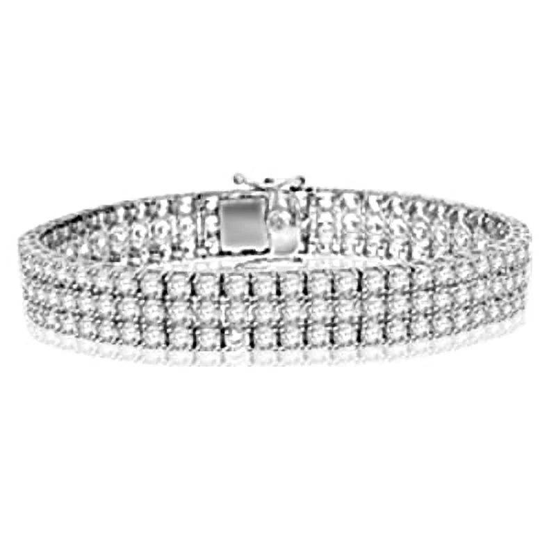 Diamonds Brilliant in by Rows Prong with Sterling Bracelet of Designer Diamond Essence Set Silver Round Artificial set Three