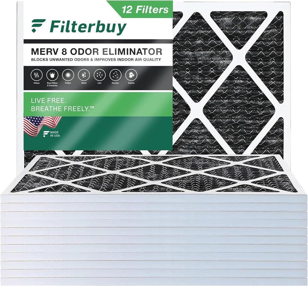 Filters Furnace AC Odor with 16x20x1 Air HVAC MERV Carbon Pleated Eliminator Activated (12-Pack) 8 Filterbuy