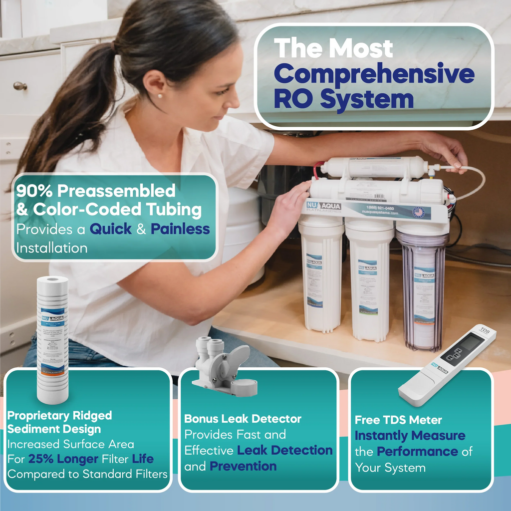 100GPD Ultraviolet Stage 6 UV Pump Booster Platinum NU RO Series with System