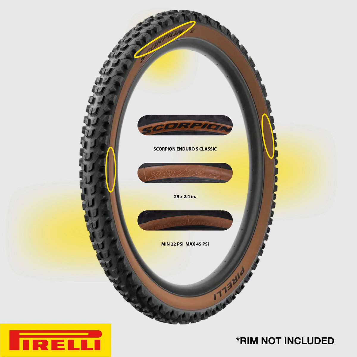 for 23/32-622 MTB Clincher Pirelli Scorpion Enduro HardWall less 29" Grip x TLR, Tire S Enduro Ready + Unmatched and 2.4 Mountain Reliability Classic Bicycle Riding, Extreme Enduro Casing SmarTUBE