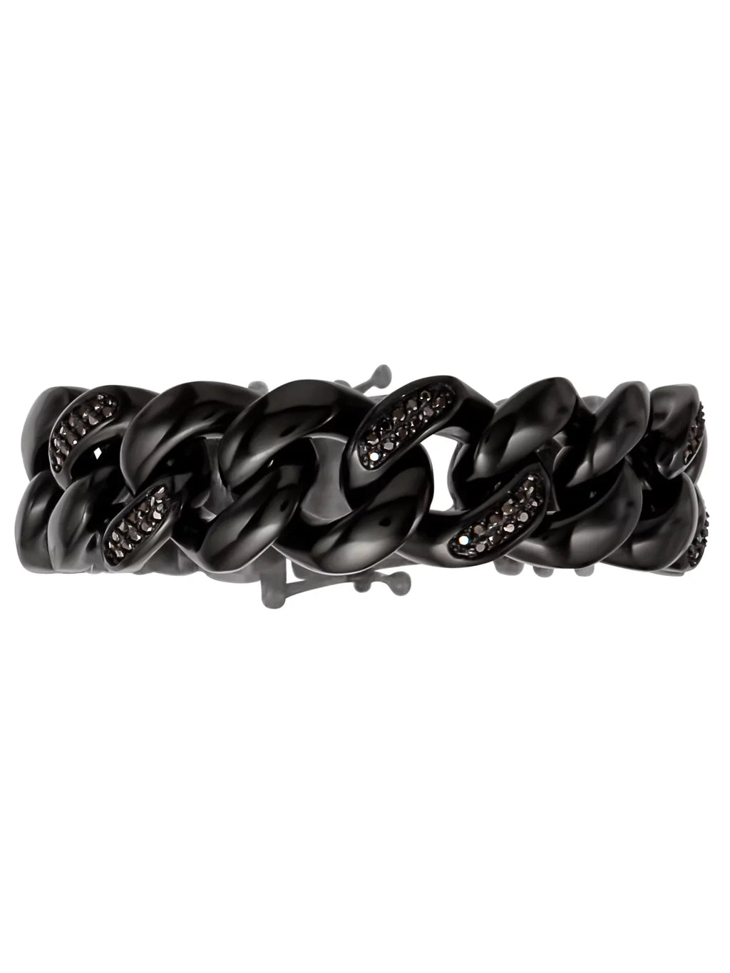 Bracelet Steel Simulated Men's Shaquille Black Stainless IP Curb O'Neal Plated Diamond