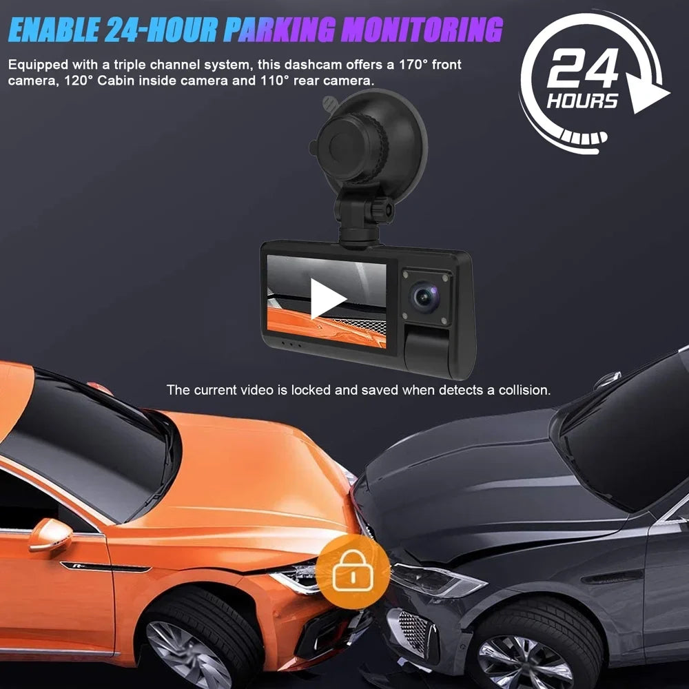 '- Recorder WiFi Wide Rearview Clear Connectivity Angle Screen 3-in-1 with Mirror Safety Touch Driving Dash Camera, Video Cam - Recording, Auto
