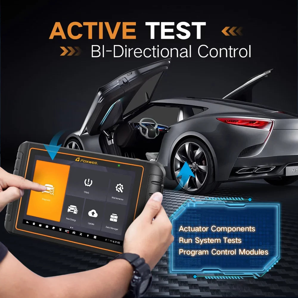 Active All Programming Car Diagnostic EOBD ECU System Reader Test Code Tool Foxwell OBD Scanner Tool Bidirectional TPMS OBD2 Reset Automotive Tool Professional Services Coding Scanner with 36 GT75TS